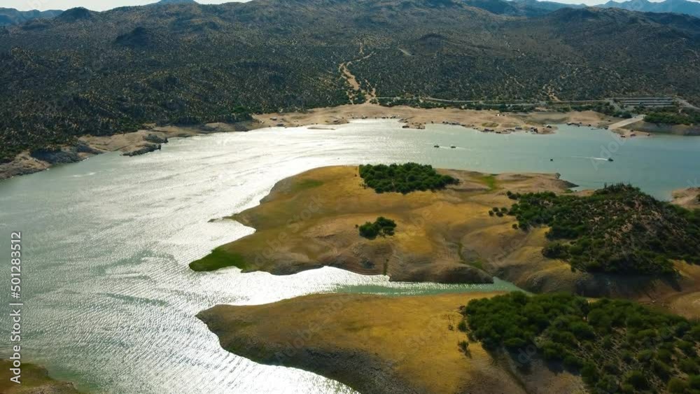 Stunning 4k Drone shot of Arizona Mountains, Beaches, Cacti and at the Lake