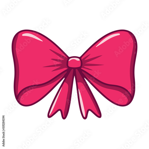 Red festive bow isolated illustration. Vector on a white background