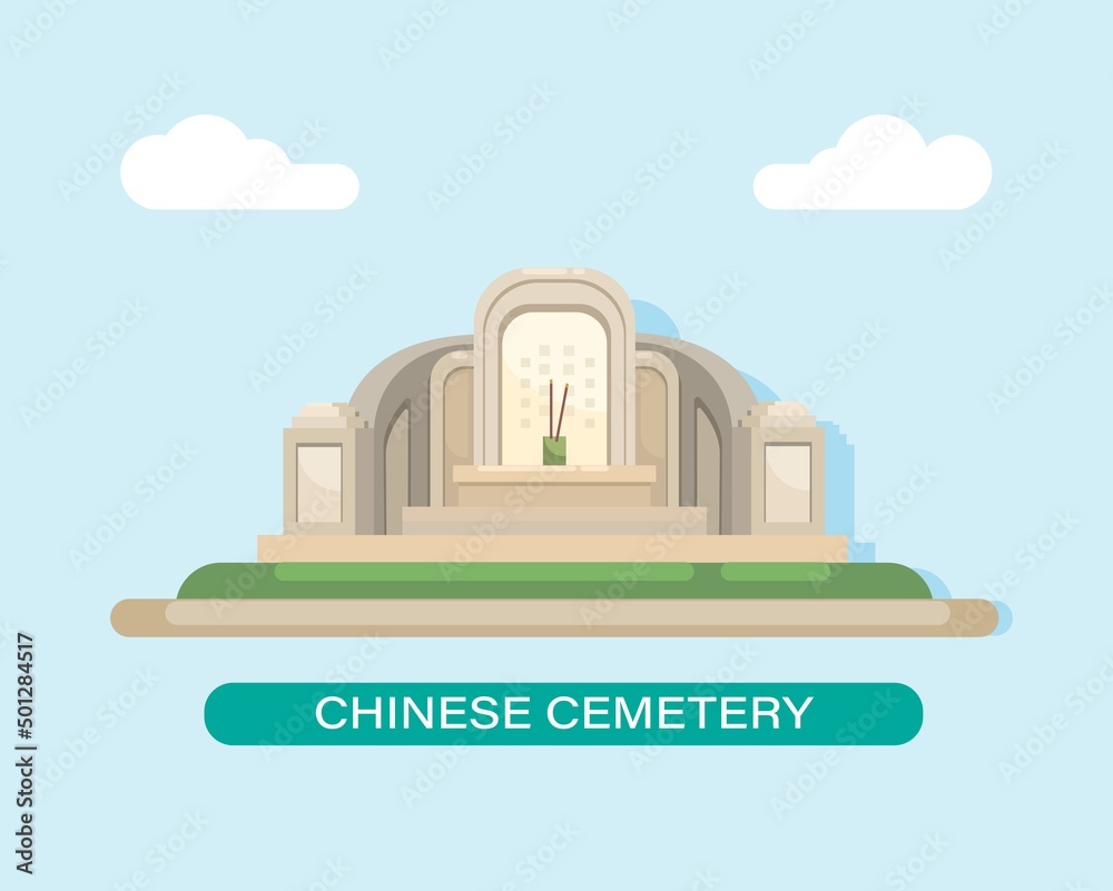 Chinese cemetery in buddist religion illustration vector