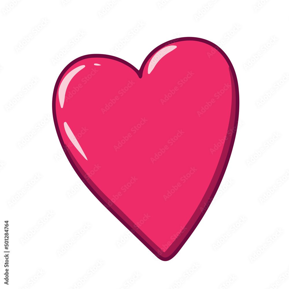 Pink heart love. Vector on a white background