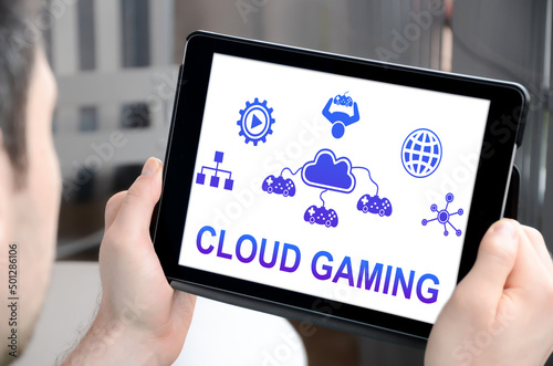 Cloud gaming concept on a tablet