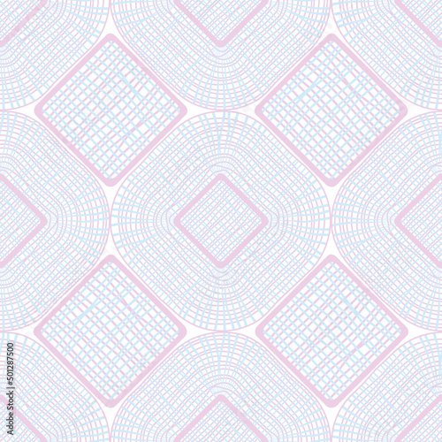 Seamless abstract geometric ethnic pattern of intertwining lines in hermetic shapes, in pastel colors for fabric design, wallpaper, wrapping paper, hijab, scarf, shawl. Vector