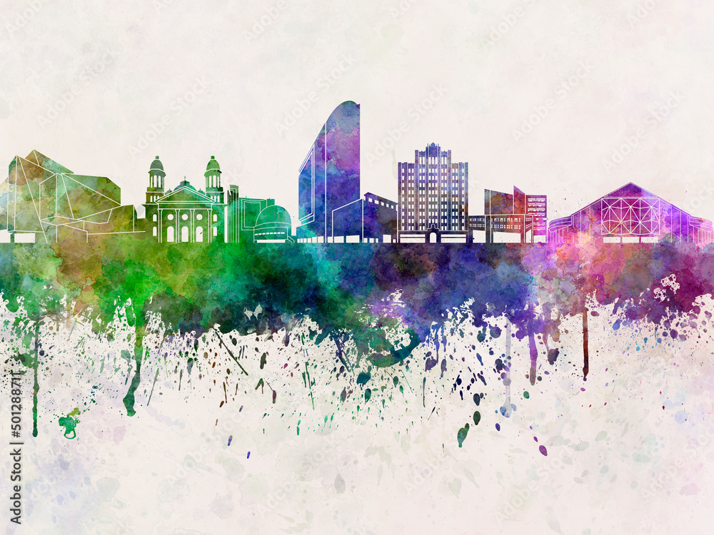 Fototapeta premium San Jose skyline in watercolor background