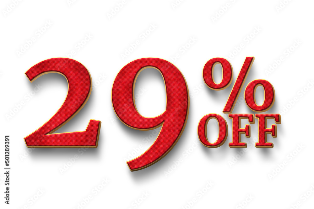 Discount 29 percent off. 3D illustration on white background. Discount 29 percent off. 3D illustration on white background.