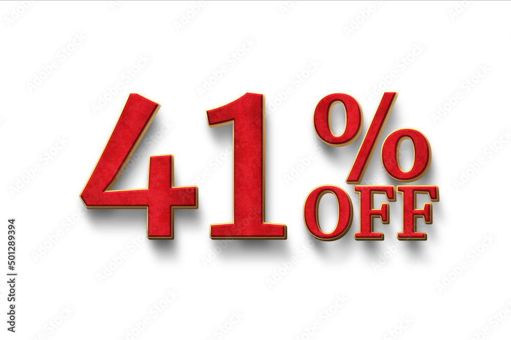 Forty one percent off. Discount 41 %. 3D illustration on white background. Forty one percent off. Discount 41 %. 3D illustration on white background.