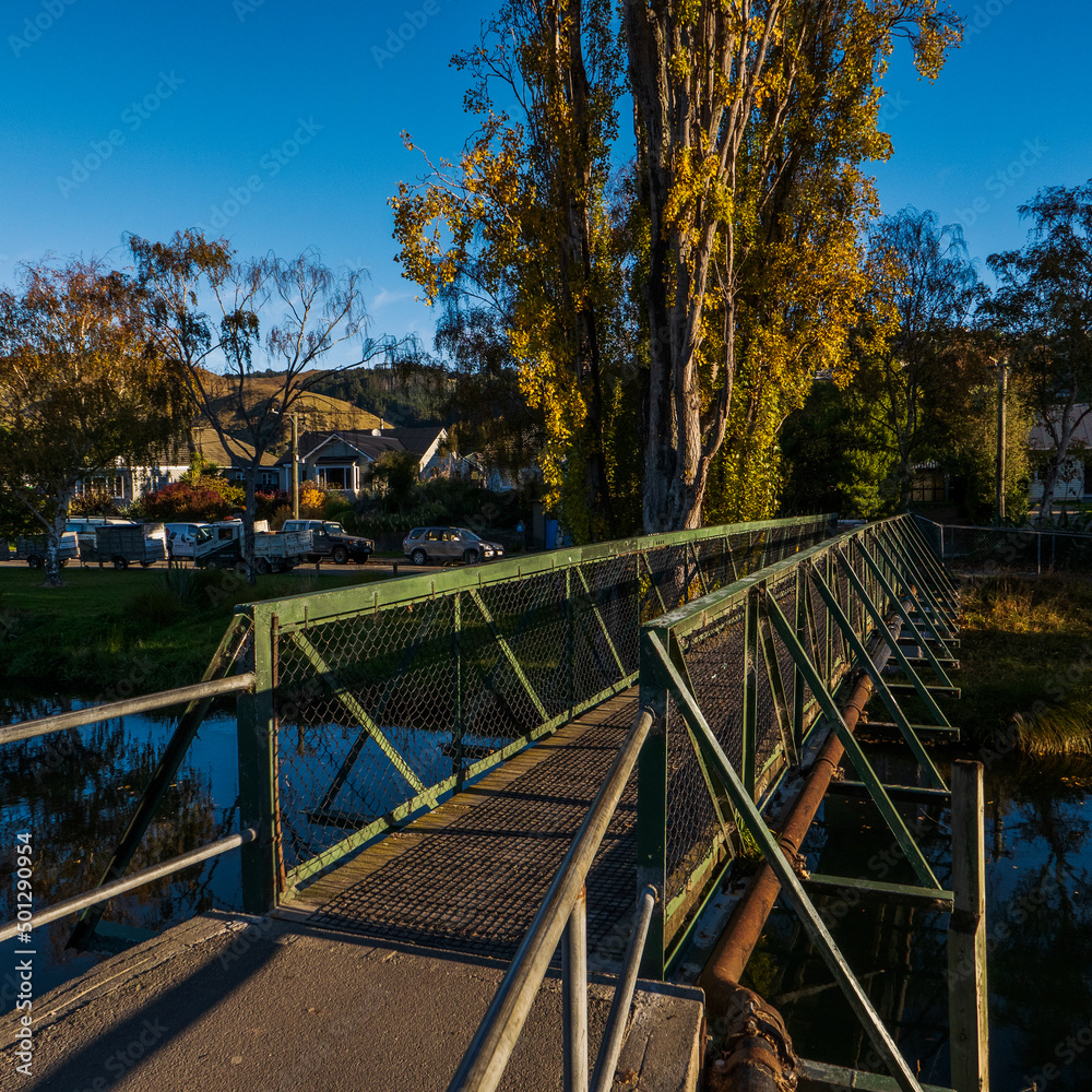 wooden bridge in autumn