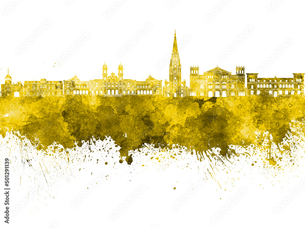 Fototapeta premium San Sebastian skyline in watercolor background