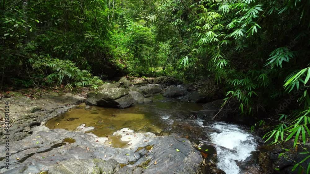 Tropical waterfall rain forest green trees spring in nature jungle mountain.. Tropical waterfall rain forest green trees spring in nature jungle mountain..