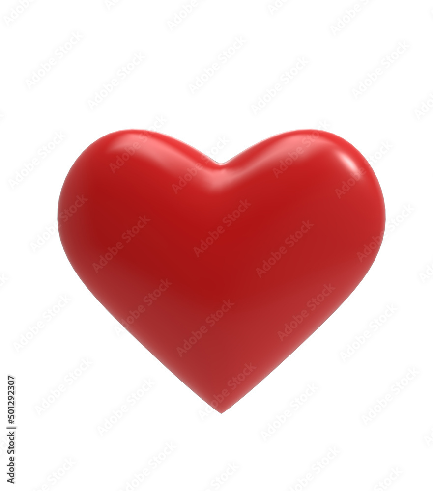 Heart icon isolated on white background. 3D illustration.