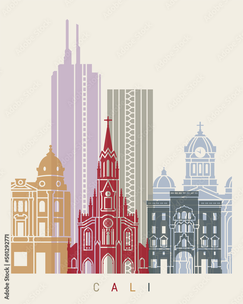 Santiago de cali skyline poster