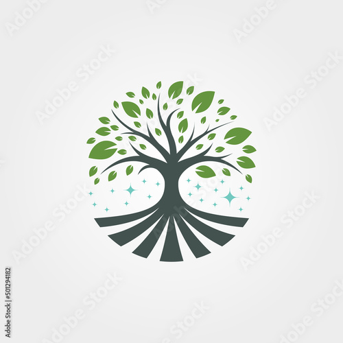 abstract nature tree logo symbol illustration design, family tree logo