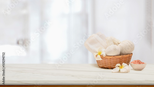 Luxury hotel spa treatment background. copy space on tabletop