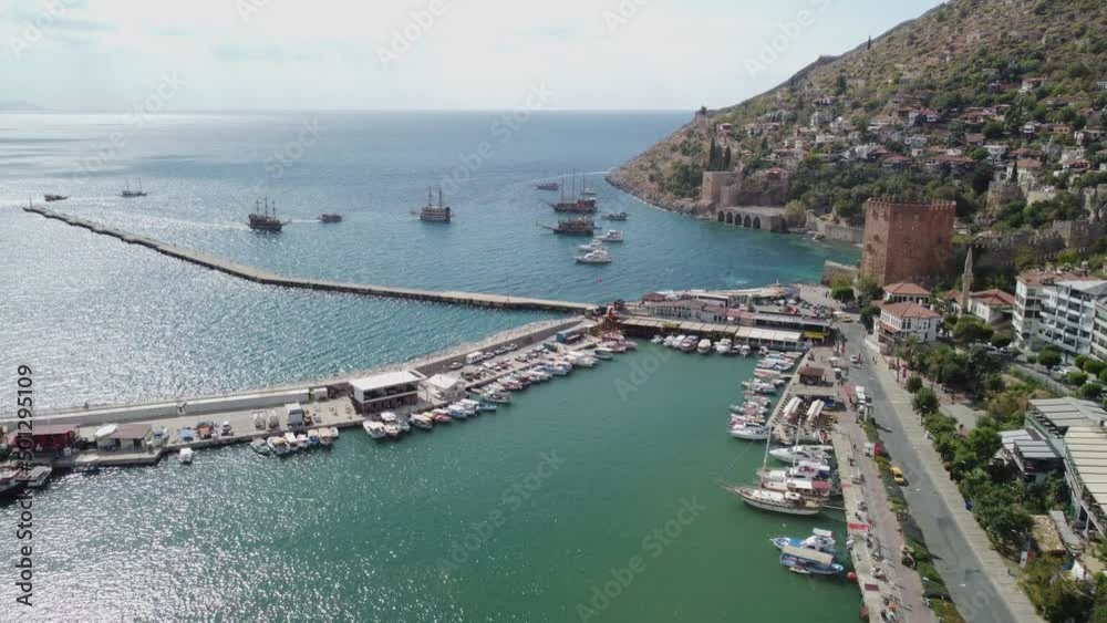 Aerial view of Alanya Marina and the Kizil Kule, Turkey Aerial view of Alanya Marina and the Kizil Kule, Turkey