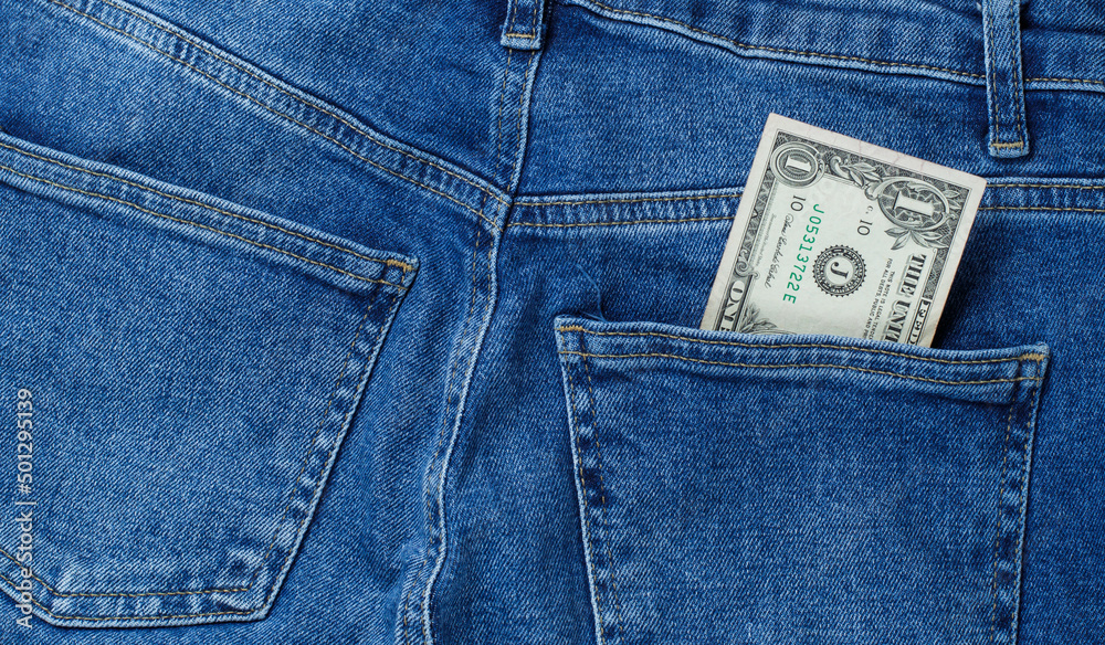one dollar in the back pocket of jeans. money in your pocket one dollar in the back pocket of jeans. money in your pocket