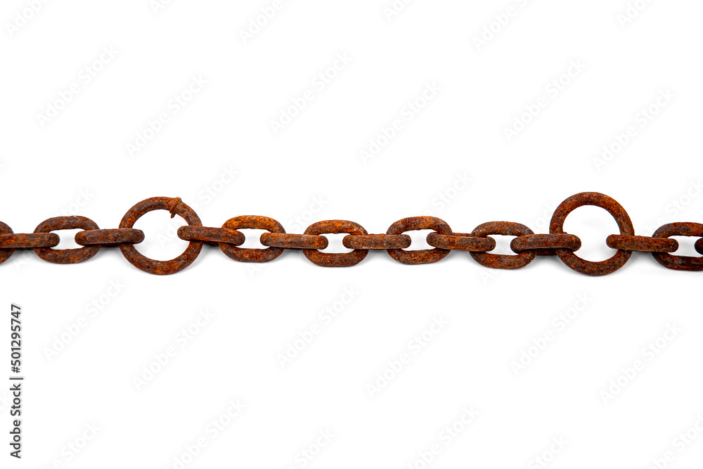 Obraz premium rusty chain isolated on white background