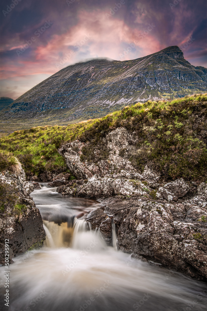 Unapool burn looking towards Quinag, Scottish Highlands