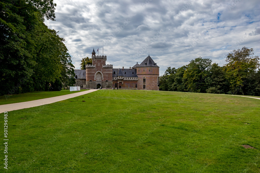 Gaasbeek Castle, Belgium.
Summer cloudy day travel perspective.