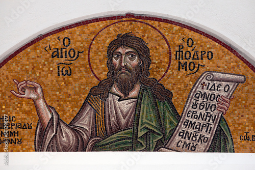 Colourful mosaic hagiography of saint John the Baptist
