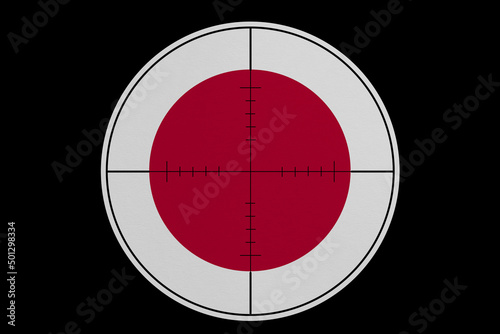 Sniper sight. Conceptual graphics in colors of national flag. Japan