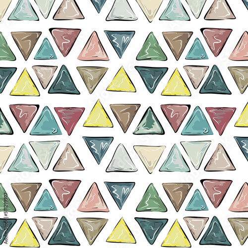Tiles, mosaic of glossy triangles. Pattern, colored Desktop wallpaper, pattern on fabric, background. Vector pattern.