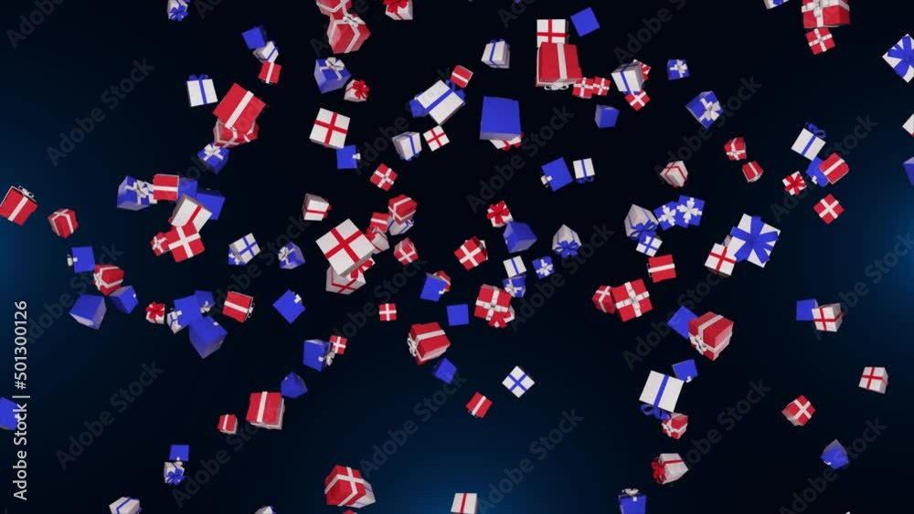 4K 3D Falling Gift boxes on purple Loop background animation. Christmas and birthday concept. promotion and christmas related concepts. New Year animated greeting card.