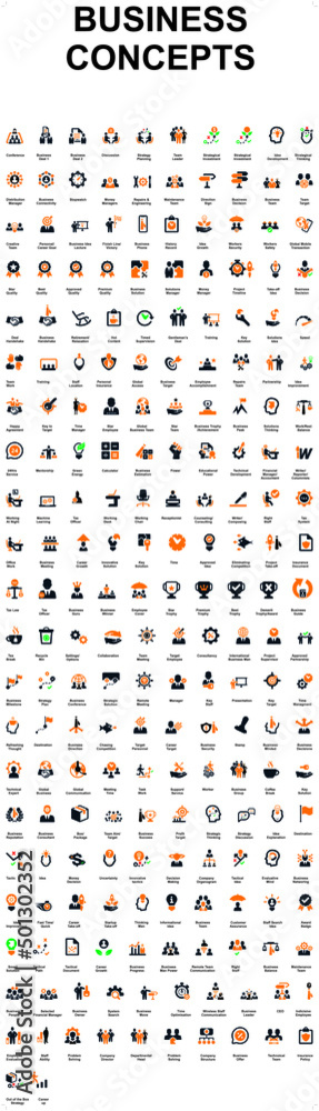Fototapeta premium abstract background vector icons of different business concepts in a 2 tone color and exotic models (Standard, African, Asia) Total number of icons is two hundred and twelve
