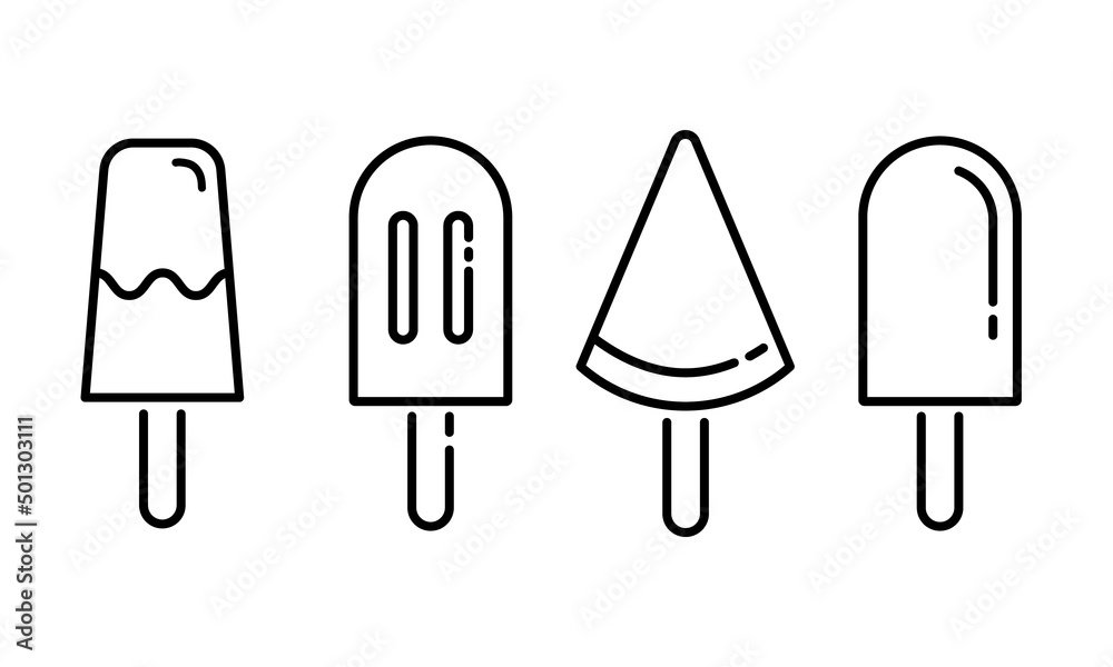 Ice cream on a stick, four different options. Ice cream on a stick, four different options.