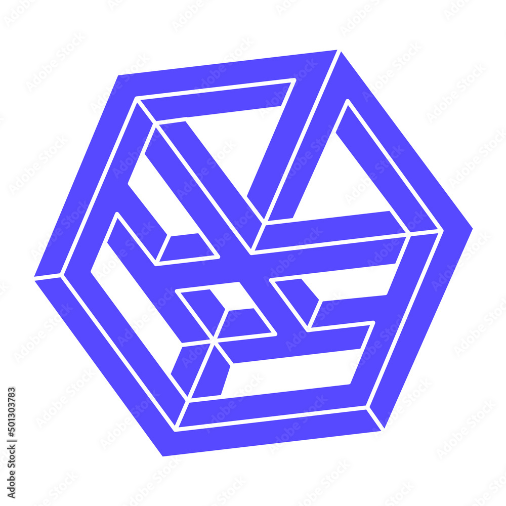 Impossible optical illusion shapes. Logo. Optical art object. Impossible figure. Line art. Unreal geometric objects. Impossible optical illusion shapes. Logo. Optical art object. Impossible figure. Line art. Unreal geometric objects.