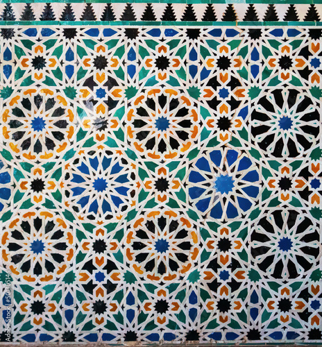 Obraz na płótnie Colorful tiles in a medieval palace in Granada, Spain
