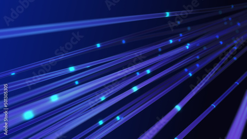 Optical fiber lines transmitting data with bright light 