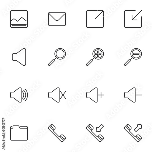 Basic UI line icons set