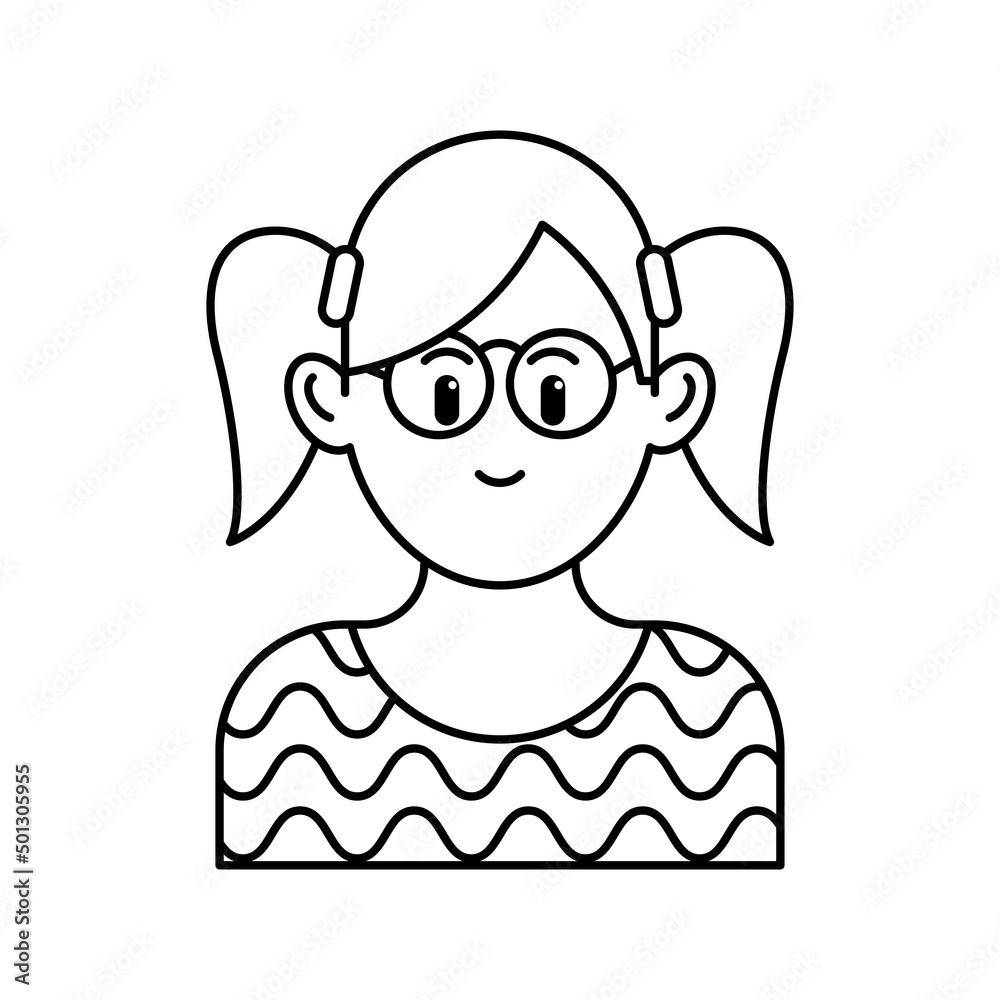 Obraz premium Pony Girl Avatar portraits. Business people diverse faces, man and woman persons, team group and employee, Vector isolated characters in outline style.