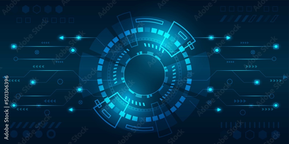 Obraz premium technology background and line diagram blue technology.Circle technology network working.