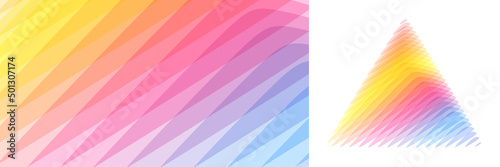 Abstract background with dynamic effect. Modern screen design. The triangle shape is made up of many overlapping elements. 3d vector illustration for brochure, banner, flyer or presentation.
