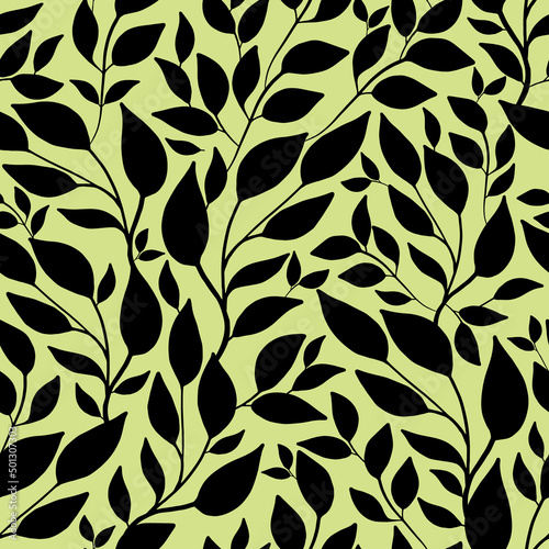 Vector seamless pattern background with leaf silhouette. pattern, illustration, seamless, nature, background.