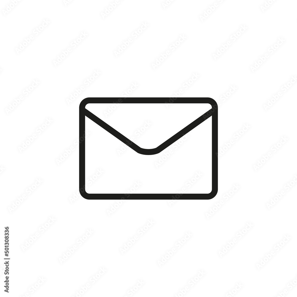 The mail envelope icon. Linear image. Simple flat vector illustration on a white background The mail envelope icon. Linear image. Simple flat vector illustration on a white background