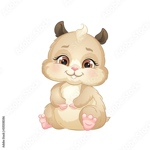 Cartoon hamster, vector illustration. Cute pet, isolated on white background.