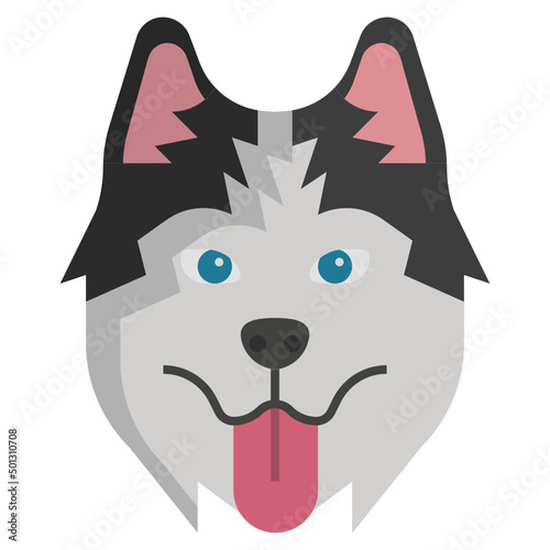Siberian Husky flat icon,linear,outline,graphic,illustration
