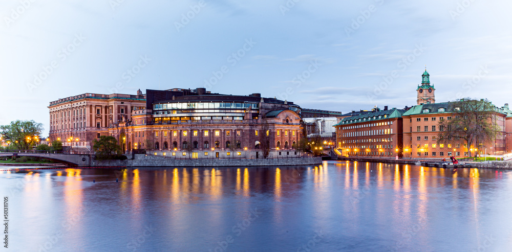 The Parliment Buildings At Sunset, Stockholm, Sweden