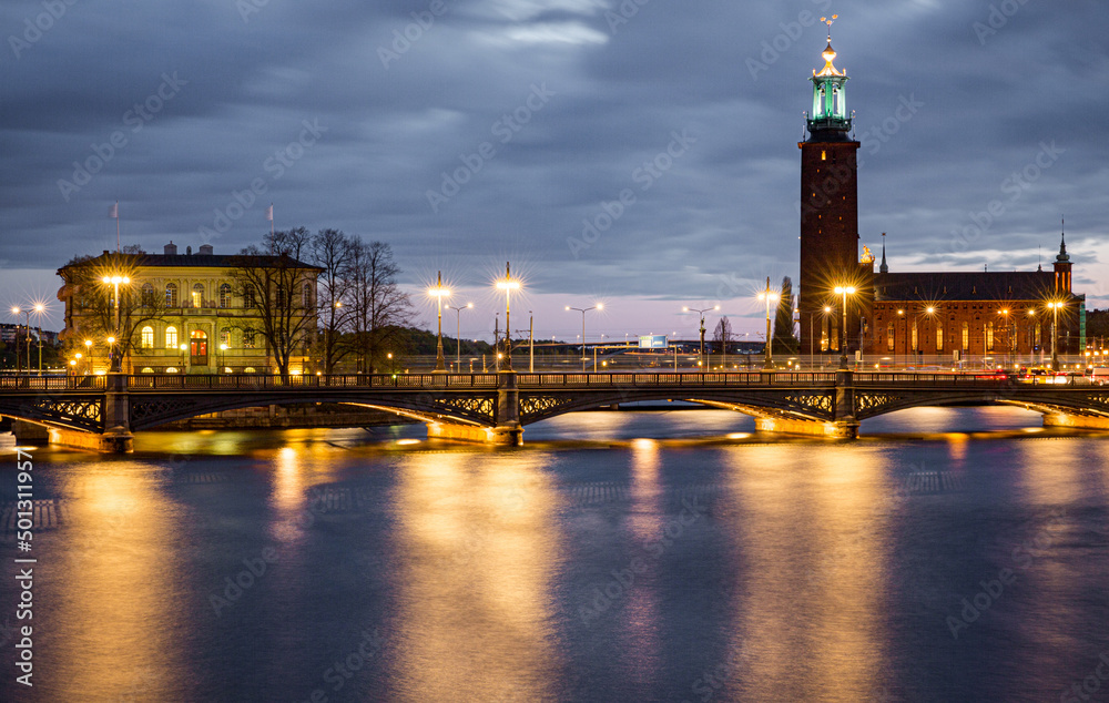 The Town Hall In Stockholm, Sweden At Night