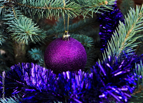 Christmas tree violet decorations