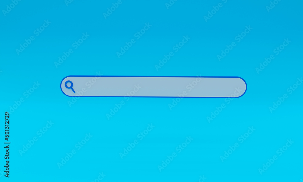 3D illustration, search bar, on background blue, copy space, 3d rendering 3D illustration, search bar, on background blue, copy space, 3d rendering