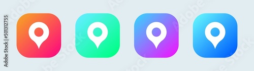 Set of map pin icons in gradient colours. Modern map markers. Map pin place marker.