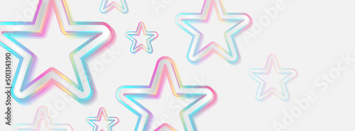 Holographic stars geometric abstract tech background. Vector art colorful banner design