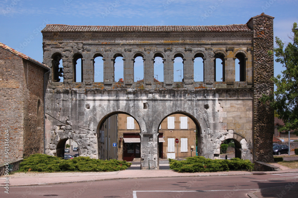 Porte Saint-André, an ancient roman city gate in Autun, Bourgogne region in France