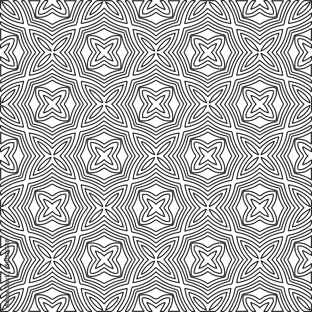 Vector monochrome pattern, Abstract texture for fabric print, card, table cloth, furniture, banner, cover, invitation, decoration, wrapping.Repeating geometric tiles with stripe elements.