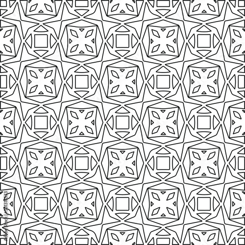 Vector monochrome pattern, Abstract texture for fabric print, card, table cloth, furniture, banner, cover, invitation, decoration, wrapping.Repeating geometric tiles with stripe elements.