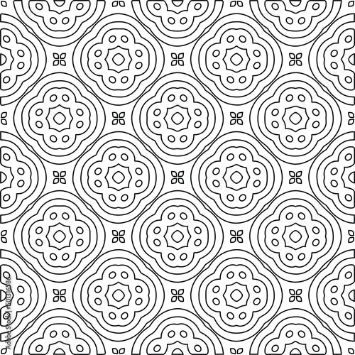 Vector monochrome pattern, Abstract texture for fabric print, card, table cloth, furniture, banner, cover, invitation, decoration, wrapping.Repeating geometric tiles with stripe elements.