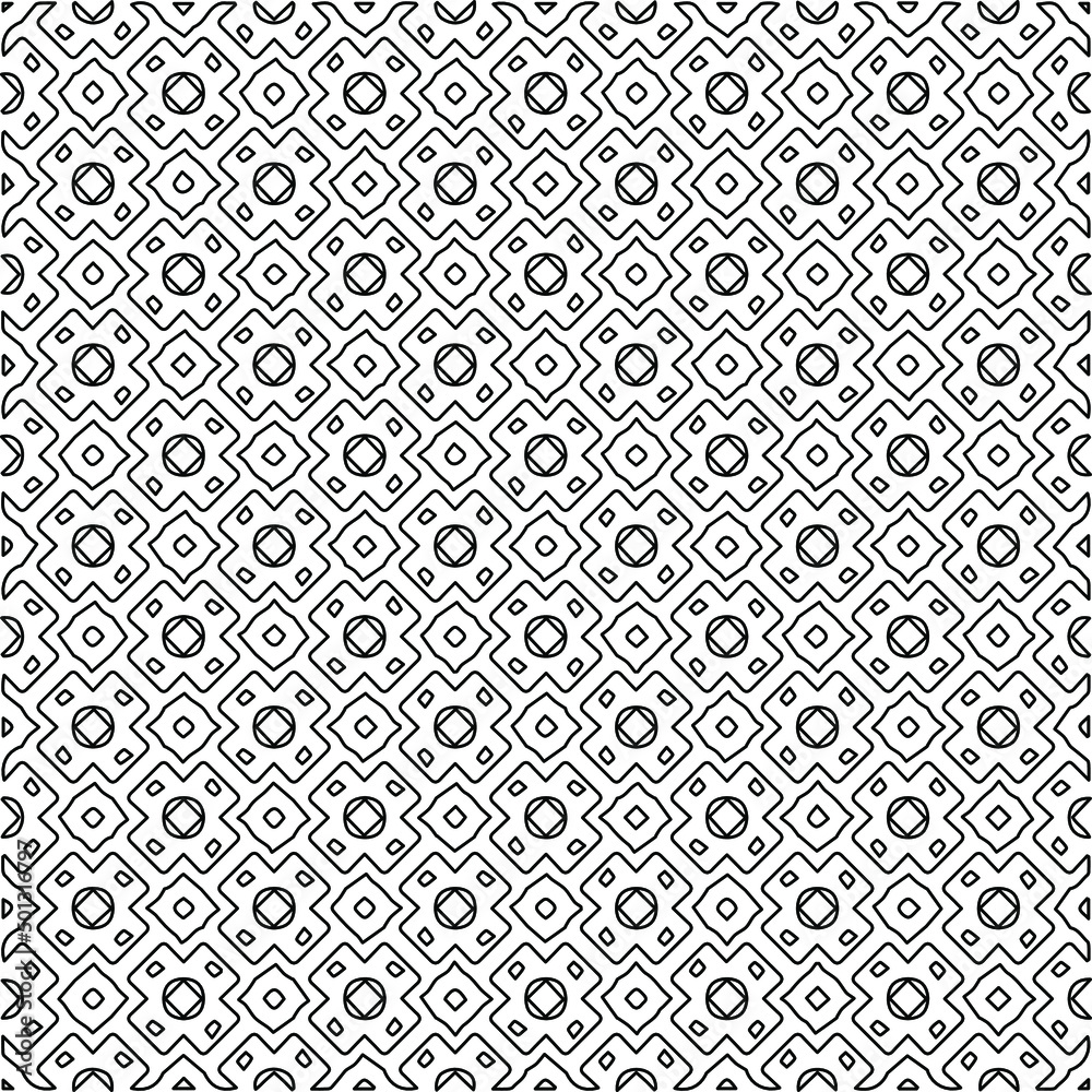 
Vector monochrome pattern, Abstract texture for fabric print, card, table cloth, furniture, banner, cover, invitation, decoration, wrapping.Repeating geometric tiles with stripe elements.Black and 
w