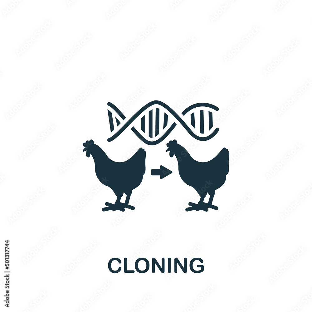 Cloning icon. Monochrome simple Bioengineering icon for templates, web design and infographics